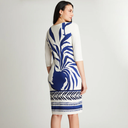 VESTIDO AZUL MANGA 3/4 CUELLO REDONDO