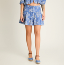 FALDA CORTA AZUL ESTAMPADA