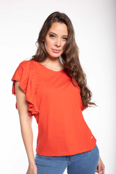 POLERA CON VUELOS  4465 ROJA